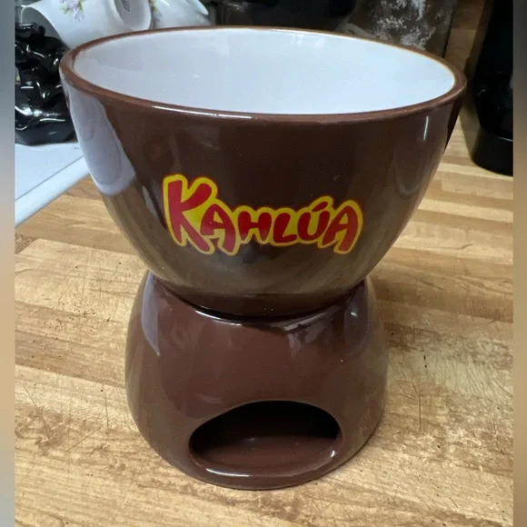 Kahlua Base Kahlua | Other | Kahlua Mugbowl With Warming Base Fondue 2 Pieces Brown ...